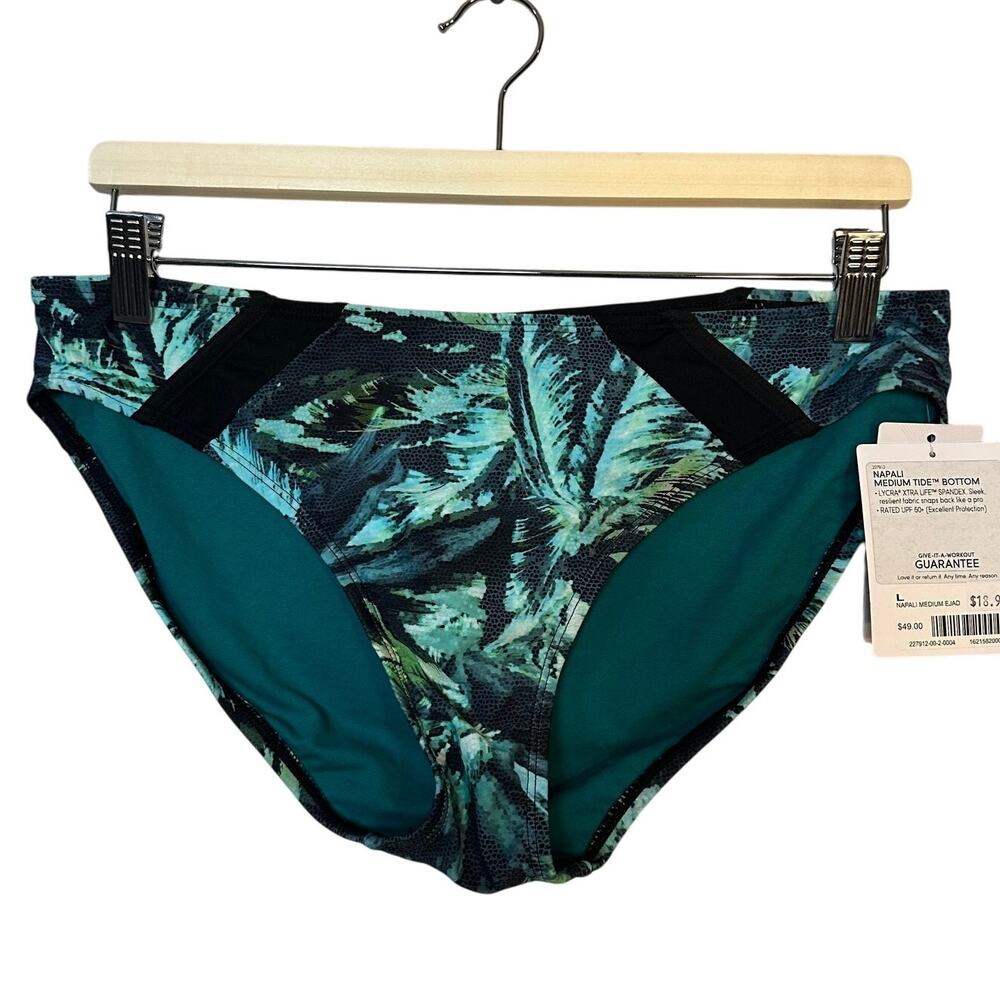 NWT Athleta Napali SZ LARGE Medium Tide Swim Full Coverage Green Tropical NEW